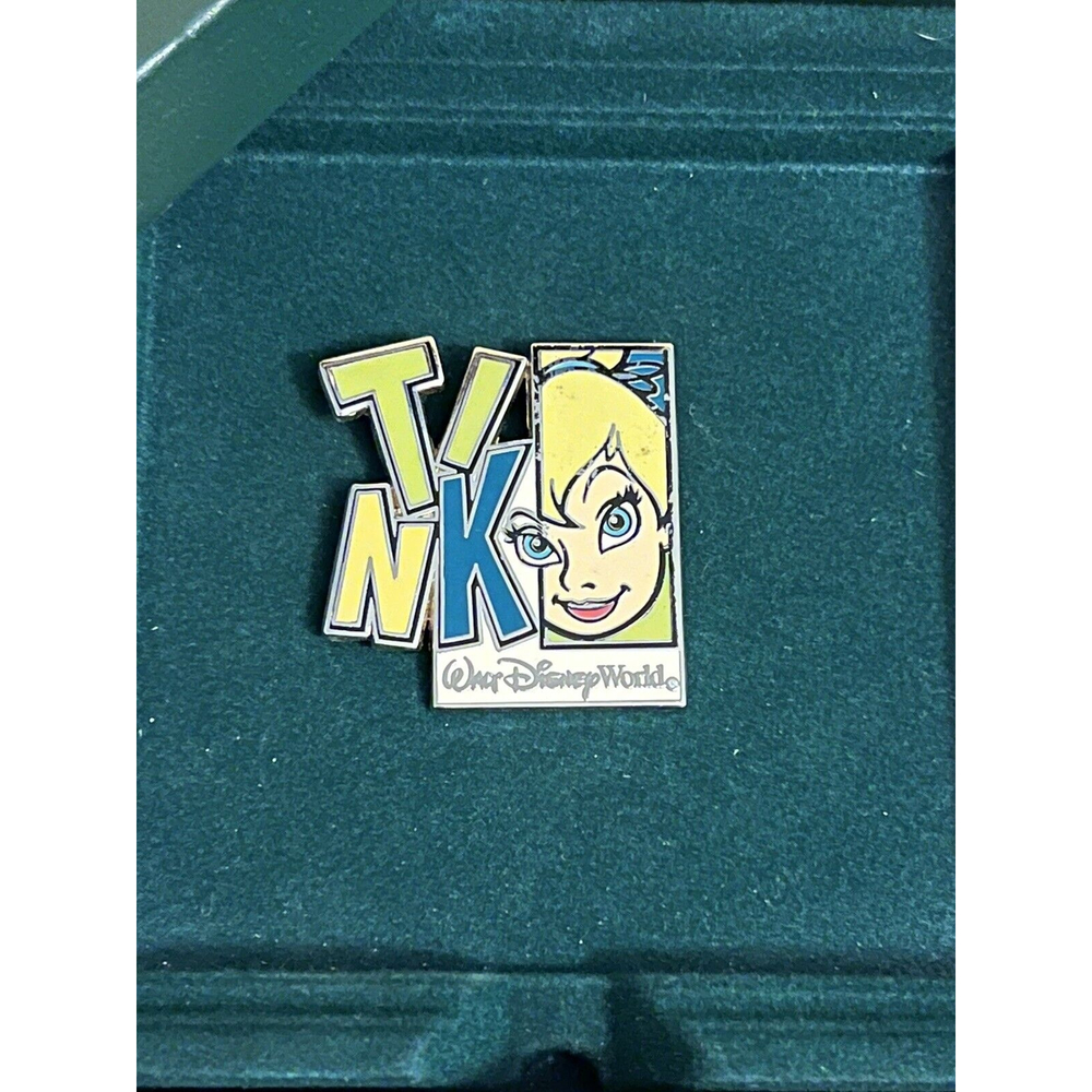 Walt Disney World Tinkerbell TINK Big Letter Square Pin Rare Colorful Characters